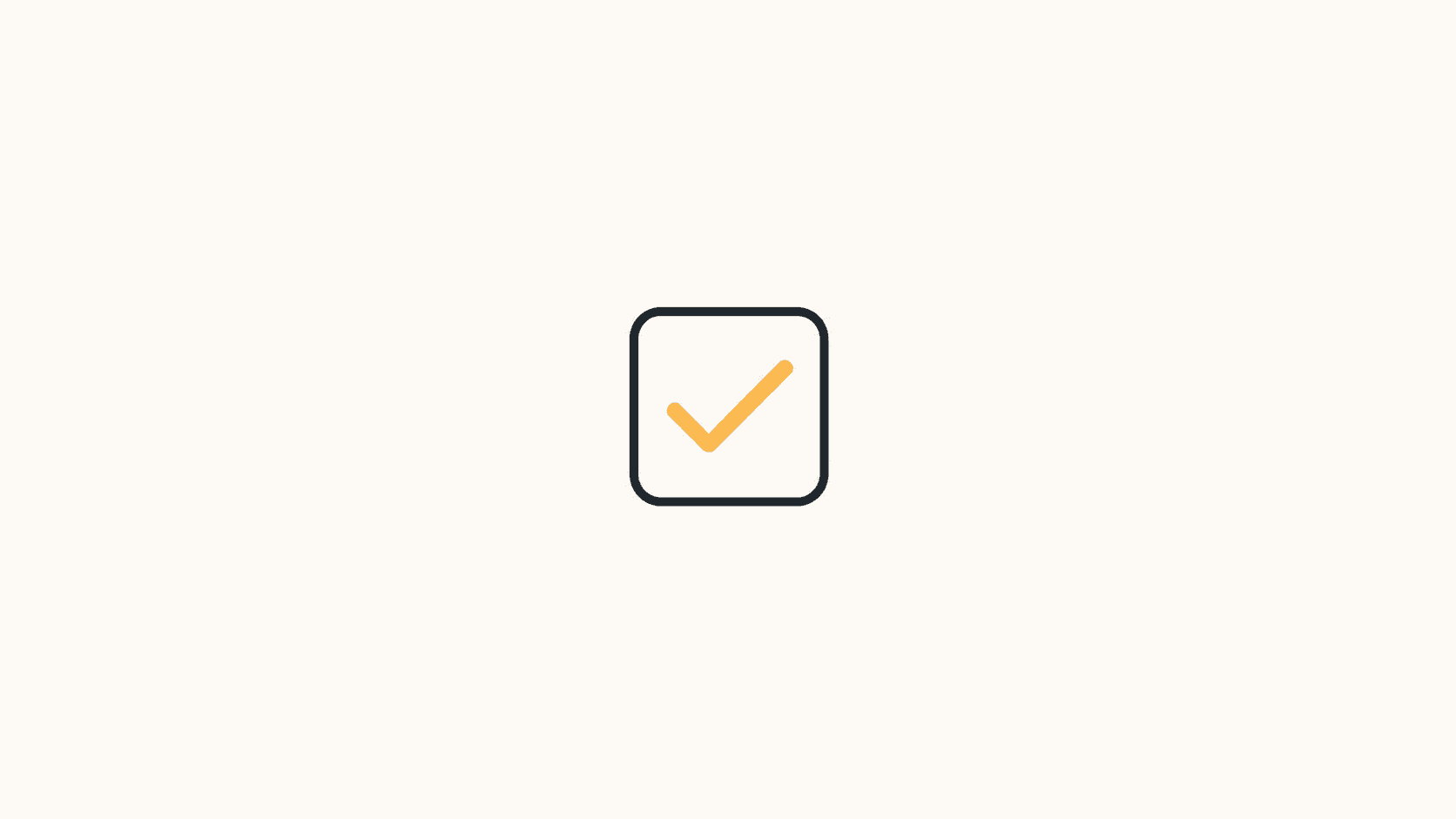 A single dark outlined square with a mustard checkmark, centered on a plain off-white background.
